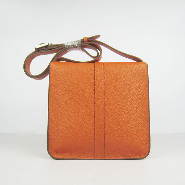 7A Hermes Togo Leather Messenger Bag Orange h2811 Replica - Click Image to Close